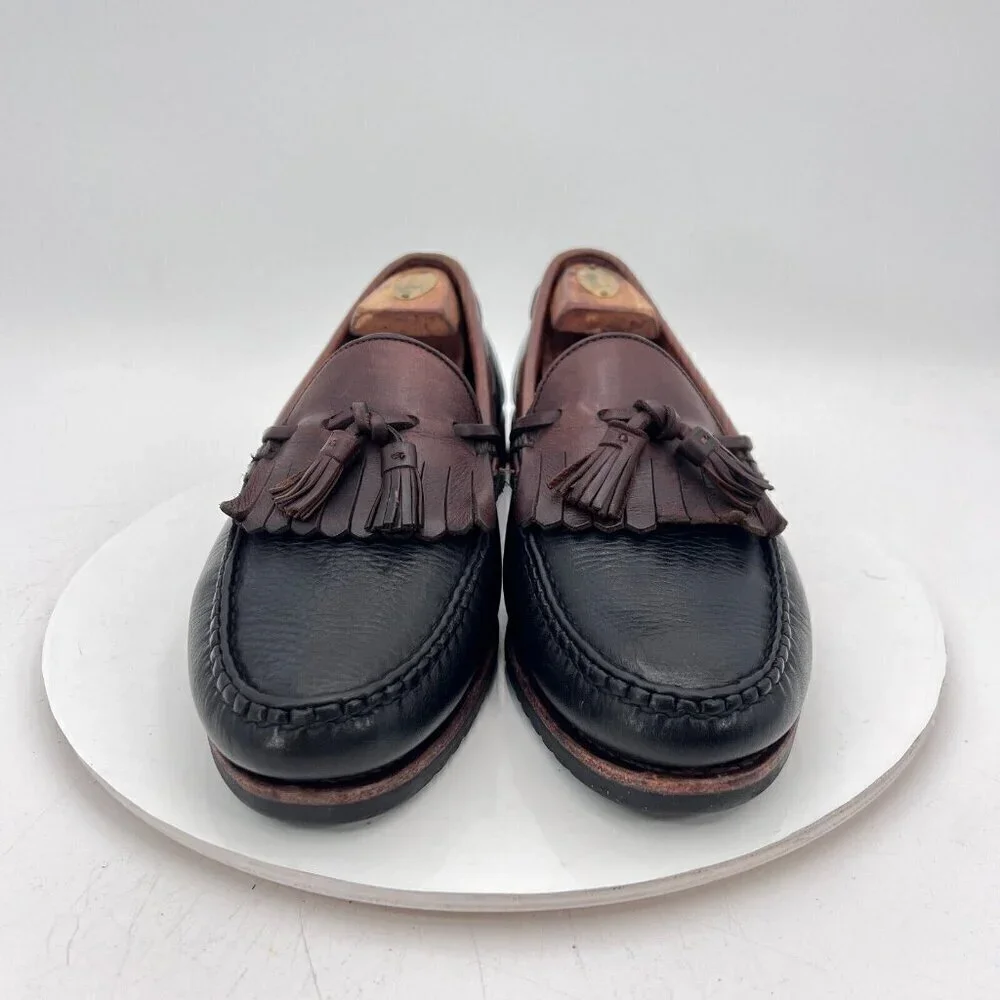 Allen Edmonds Nashua Men Size 9.5D Black Brown Leather Tassel Loafer Dress Shoes